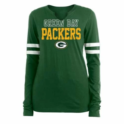 NFL Shirts New Era Women's Green Bay Packers Split Long Sleeve Shirt 3 NFL Shirts New Era Women's Green Bay Packers Split Long Sleeve Shirt