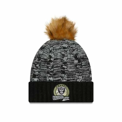 NFL Hats & Caps New Era Women's Las Vegas Raiders 2022 Salute To Service Pom Beanie 3 NFL Hats & Caps New Era Women's Las Vegas Raiders 2022 Salute To Service Pom Beanie