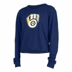 MLB Shirts New Era Women's Milwaukee Brewers Tie-Dye Crop Long Sleeve Shirt
