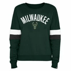 NBA Hoodies & Sweatshirts New Era Women's Milwaukee Bucks Contrast Crewneck