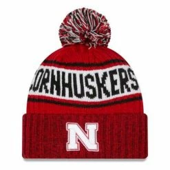 College Hats & Caps New Era Nebraska Cornhuskers Pom Marled Beanie