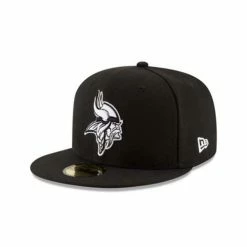 NFL Hats & Caps New Era Minnesota Vikings Black And White Logo 59Fifty Fitted Hat